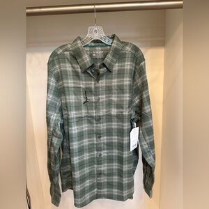 AVID Men's Casual Green Plaid Button Down Shirt